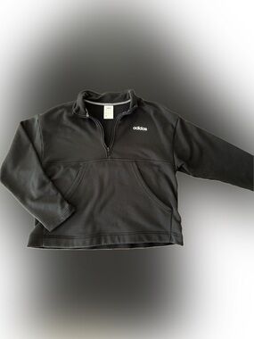 Adidas Women’s Quarter-Zip Pullover Sweatshirt with Logo Hem – Black